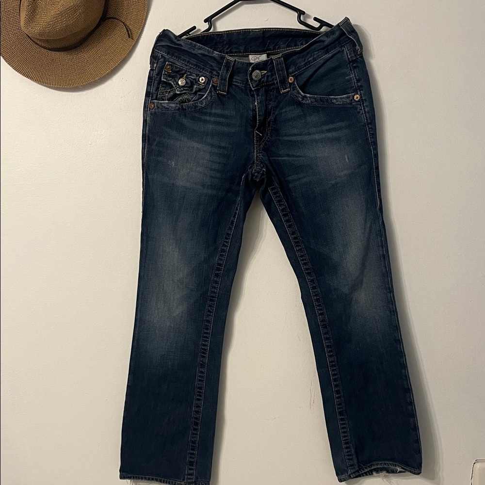 Women’s Dark Wash Straight Leg Jeans - Navy Blue